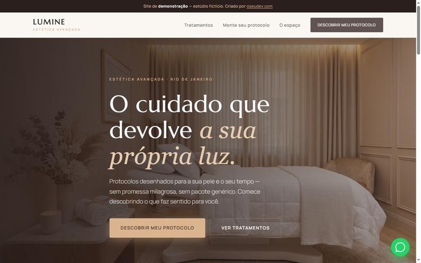 Demonstração de site para clínica de estética