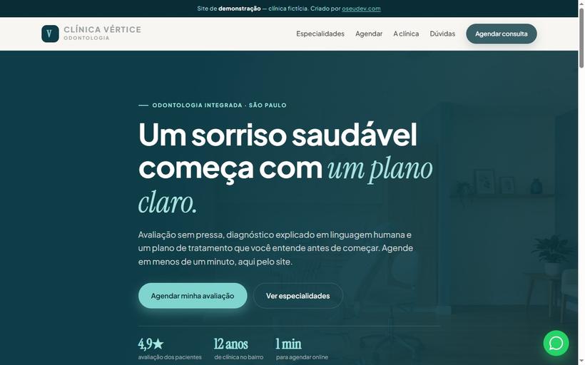 Demonstração de site para clínica odontológica